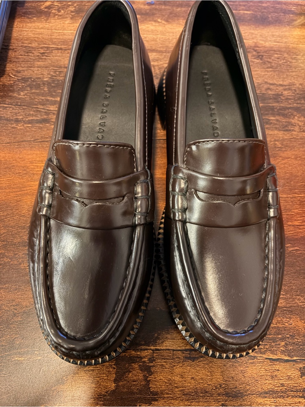 Freda Salvador Elba Brown Leather Penny Loafers 6.5 - Picture 10 of 12